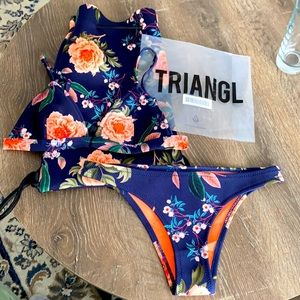 Triangl floral bikini set in neoprene fabric
